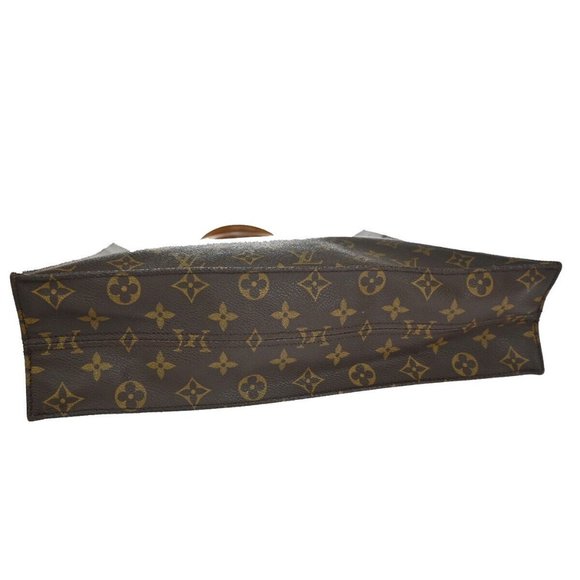 LOUIS VUITTON Logo Sac Plat Hand Tote Bag Monogram Leather Brown M51140 30YB776 - Picture 3 of 14